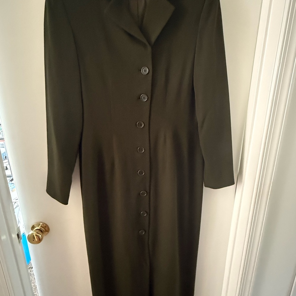 Chic Olive Button-Up Long Sleeve Business Dress/Jacket
